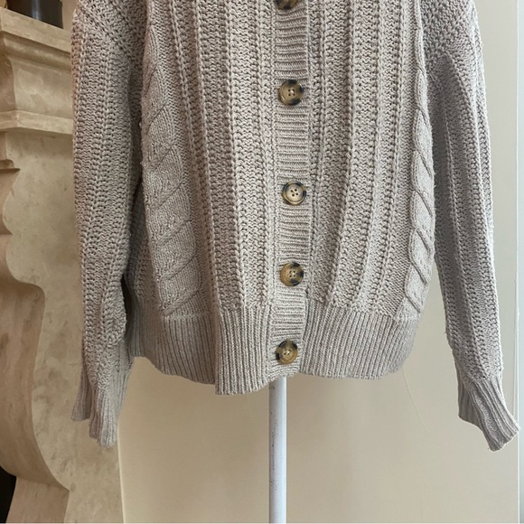 Cupcakes and Cashmere Beige Button Front V Neck Womens Size XL Chunky Cardigan - Picture 5 of 14